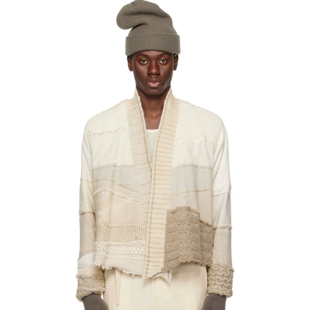 Greg Lauren Ivory Cropped Cardigan